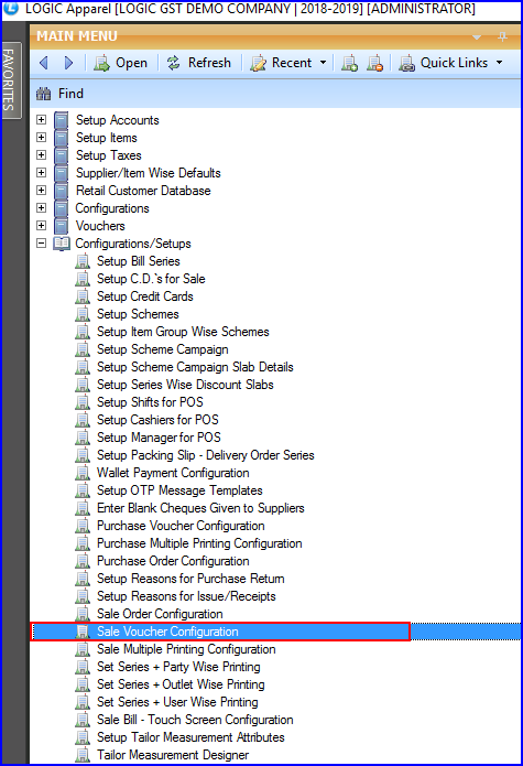 Sale Voucher Configuration